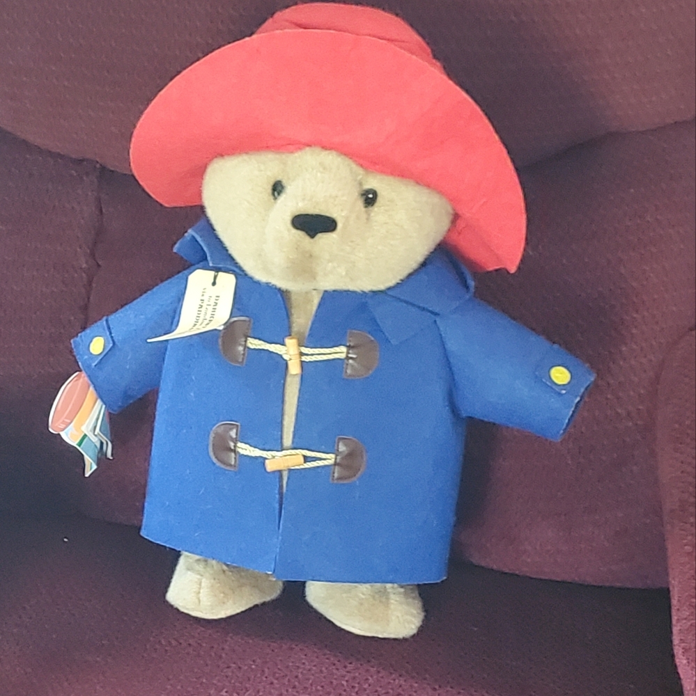 Paddington Bear Standing‎ Mohair Blue Coat Plush Red Hat No Suitcase.
